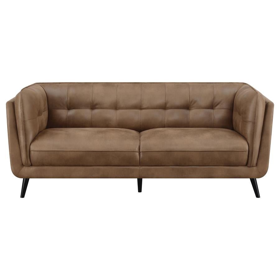 Upholstered Button Tufted Sofa Brown - HER Home Design Boutique
